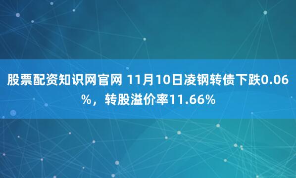 股票配资知识网官网 11月10日凌钢转债下跌0.06%，转股溢价率11.66%